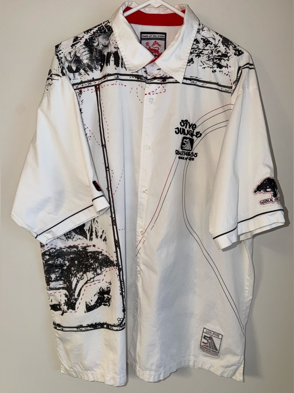 Vintage 5ive Jungle Walk of Life Streetwear Shirt Men 3XL White Graphic Lion Y2K